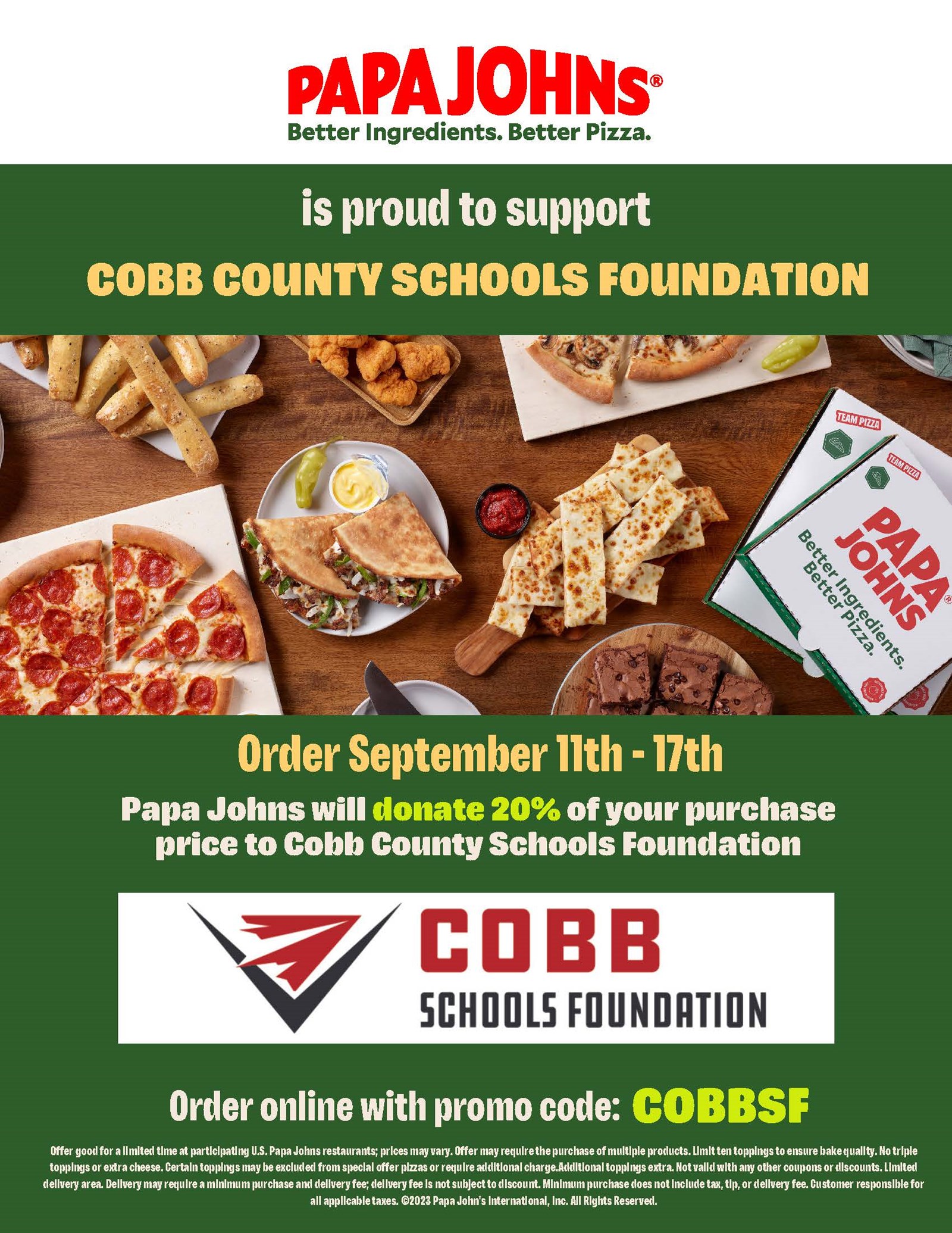 Cobb Schools Foundation and Papa Johns team up to support students